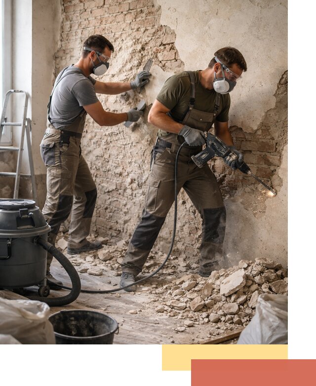 Демонтаж штукатурки со стен в Черемхово быстро и аккуратно