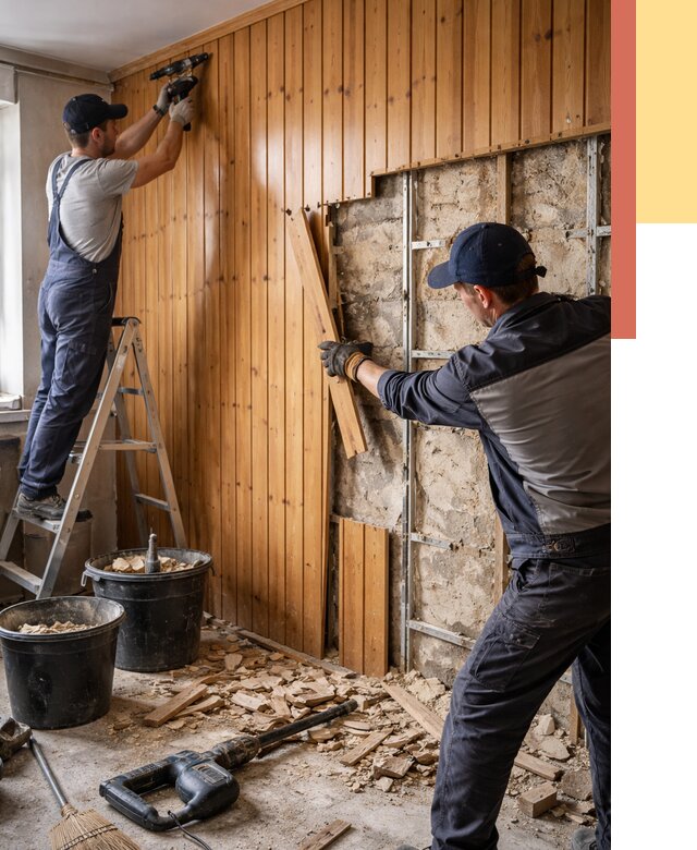 Демонтаж вагонки со стен в Черемхово от 1512 руб. — снятие, удаление, срочно | ОТДЕЛОЧНИК-Чрм