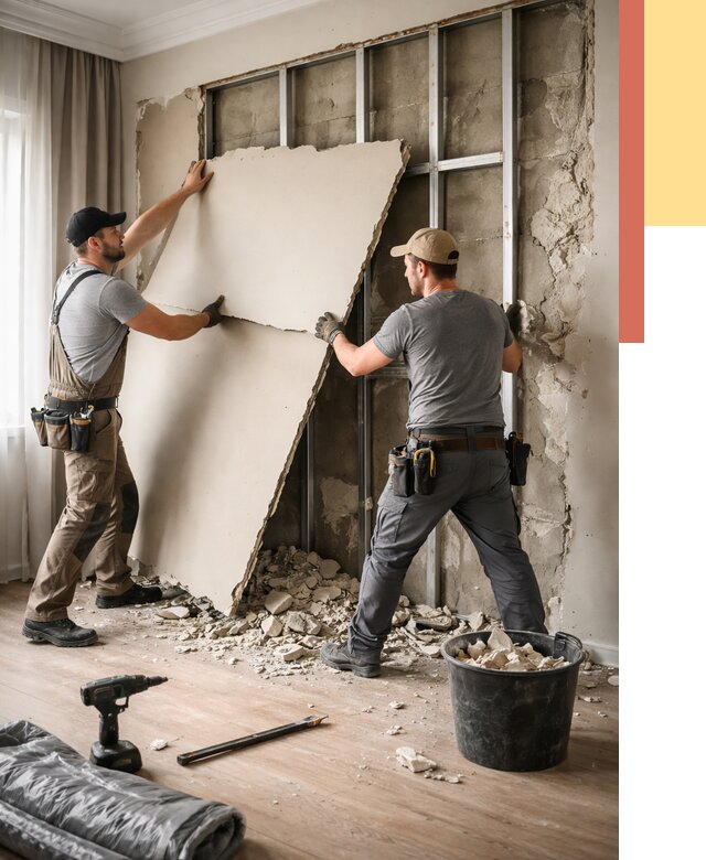 Демонтаж гипсокартона со стен в Черемхово от 365 руб. — услуги демонтажа | ОТДЕЛОЧНИК-Чрм