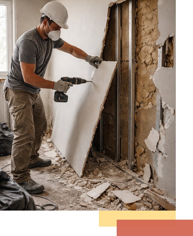 Демонтаж гипсокартона со стен в Черемхово качественно и быстро