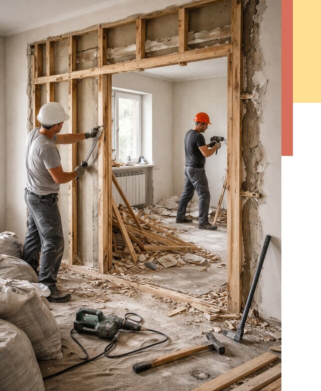 Демонтаж деревянных перегородок в Черемхово от 3336 руб. — быстро и недорого | ОТДЕЛОЧНИК-Чрм