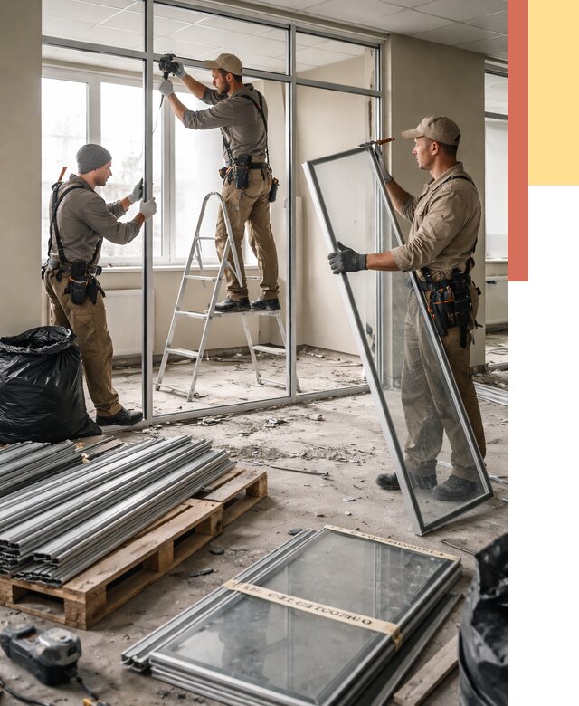 Демонтаж алюминиевых перегородок в Черемхово от 4379 руб. — быстро и недорого | ОТДЕЛОЧНИК-Чрм