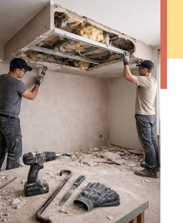 Демонтаж короба из гипсокартона в Черемхово от 1585 руб. — быстро и недорого | ОТДЕЛОЧНИК-Чрм