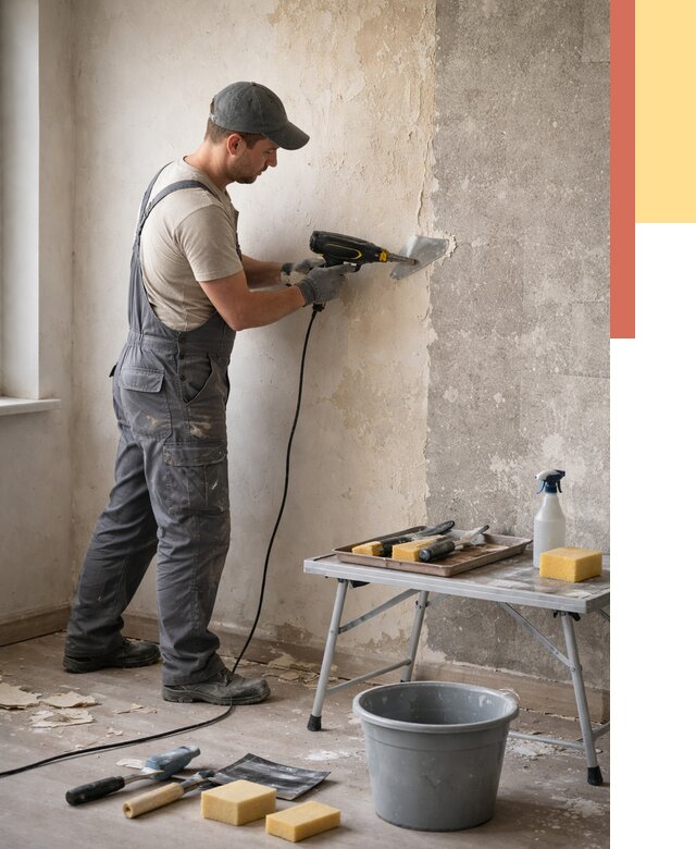 Очистка стен от клея в Черемхово от 1929 руб. — снятие и удаление клея со стен | ОТДЕЛОЧНИК-Чрм