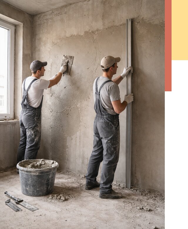 Штукатурка бетонных стен в Черемхово от 4692 руб/м² — качественно и быстро | ОТДЕЛОЧНИК-Чрм