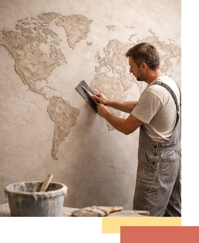 Декоративная штукатурка «Карта мира» под ключ в Черемхово