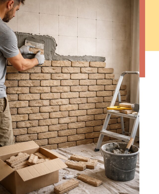 Монтаж декоративного кирпича в Черемхово от 3336 руб./м² — быстро и недорого | ОТДЕЛОЧНИК-Чрм