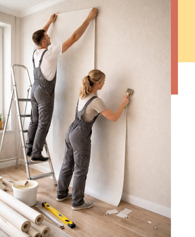 Поклейка флизелиновых обоев в Черемхово от 6256 руб. | Быстро и недорого — ОТДЕЛОЧНИК-Чрм