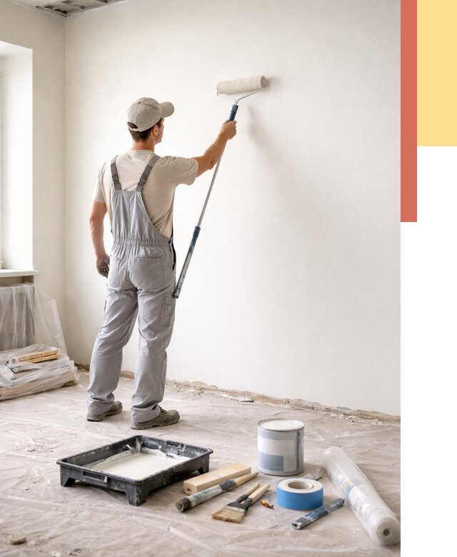 Покраска стен водоэмульсионной краской в Черемхово от 469 руб. за м² | ОТДЕЛОЧНИК-Чрм