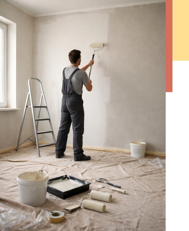 Покраска стен моющейся краской в Черемхово от 365 руб./м² — быстро и недорого | ОТДЕЛОЧНИК-Чрм