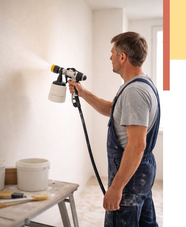 Покраска стен краскопультом в Черемхово от 7820 руб. — механизированная покраска | ОТДЕЛОЧНИК-Чрм