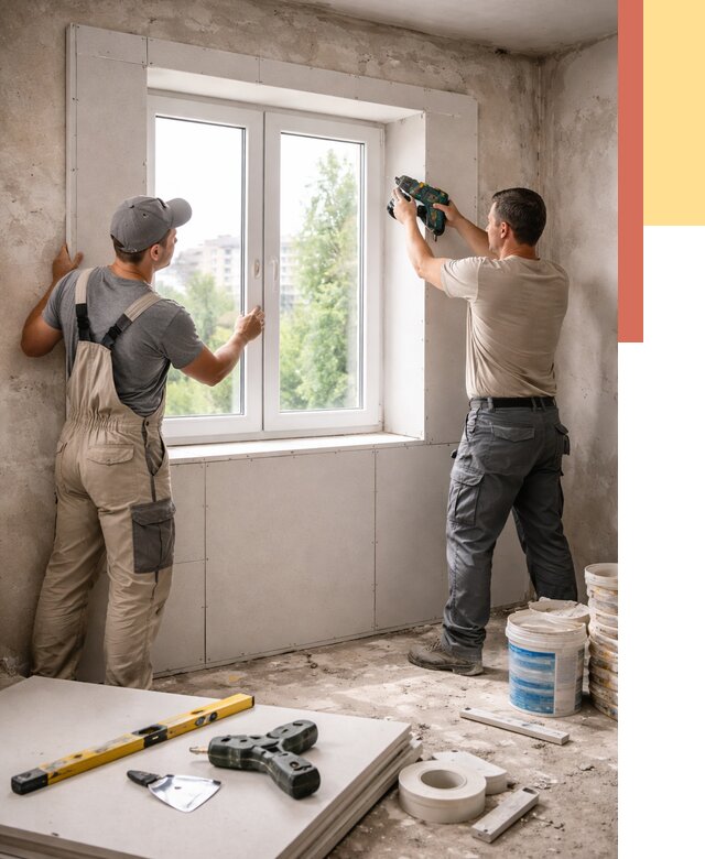 Монтаж откосов из гипсокартона в Черемхово от 4692 руб. под ключ | ОТДЕЛОЧНИК-Чрм