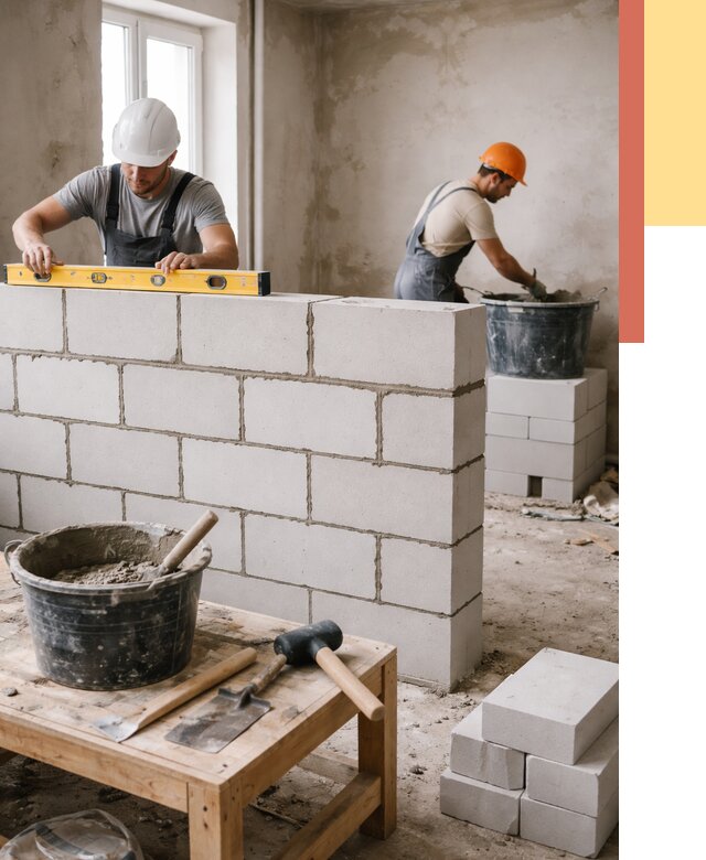 Кладка перегородок из газобетона в Черемхово от 3336 руб. под ключ | ОТДЕЛОЧНИК-Чрм