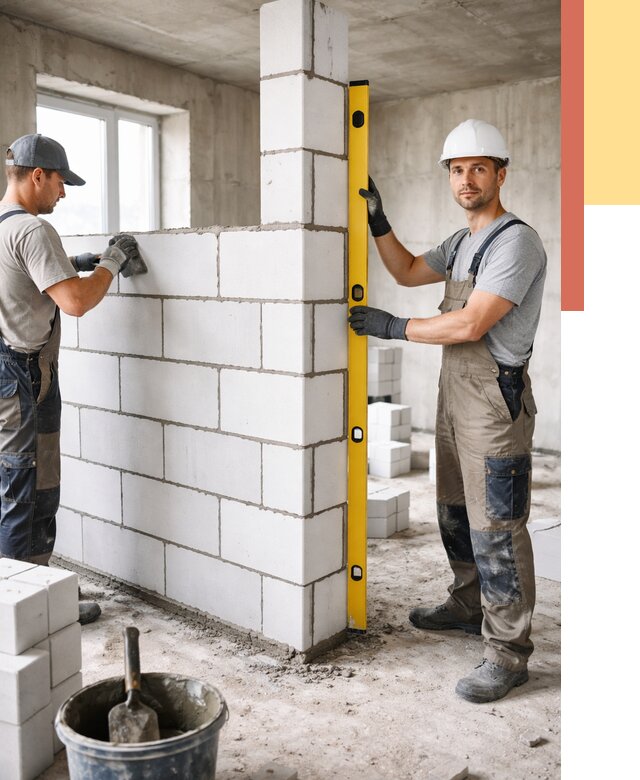 Кладка перегородок из пеноблока в Черемхово от 1877 руб. под ключ | ОТДЕЛОЧНИК-Чрм