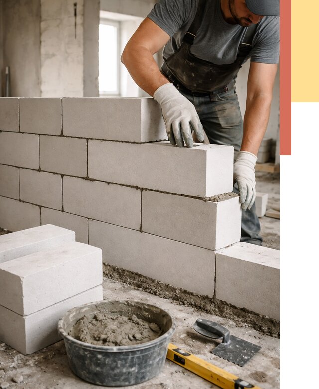 Кладка перегородок из силикатного блока в Черемхово от 4170 руб. под ключ | ОТДЕЛОЧНИК-Чрм