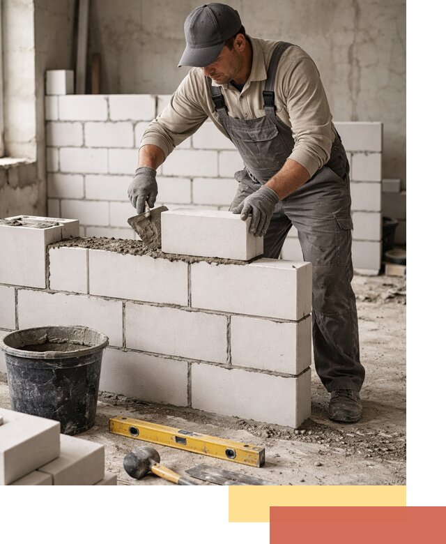 Кладка перегородок из силикатного блока в Черемхово