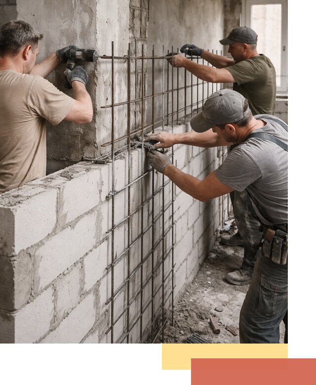 Армирование кладки перегородок в Черемхово профессионально и надёжно