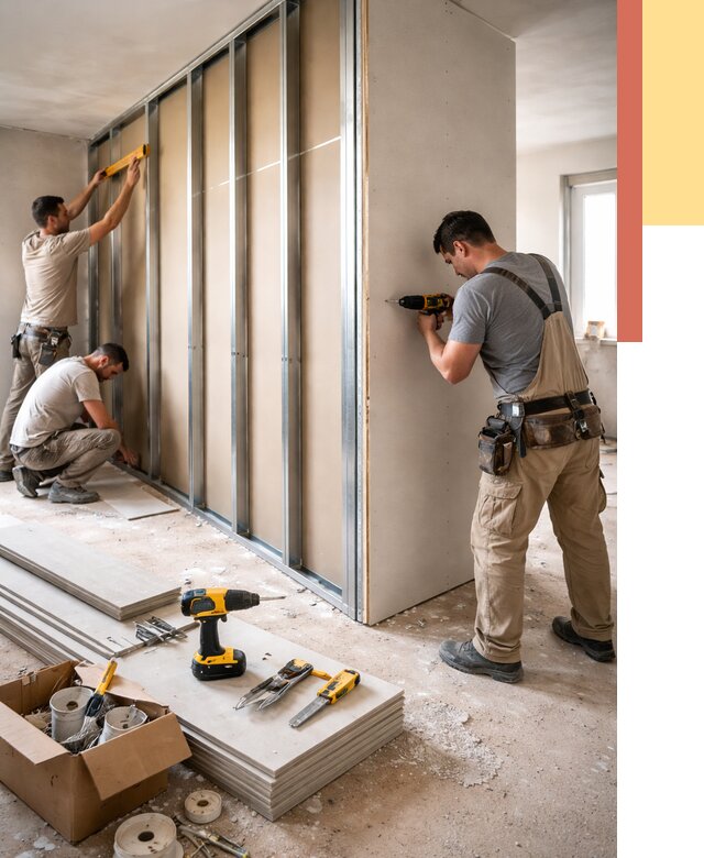 Монтаж однослойной перегородки из гипсокартона в Черемхово от 678 руб. | ОТДЕЛОЧНИК-Чрм