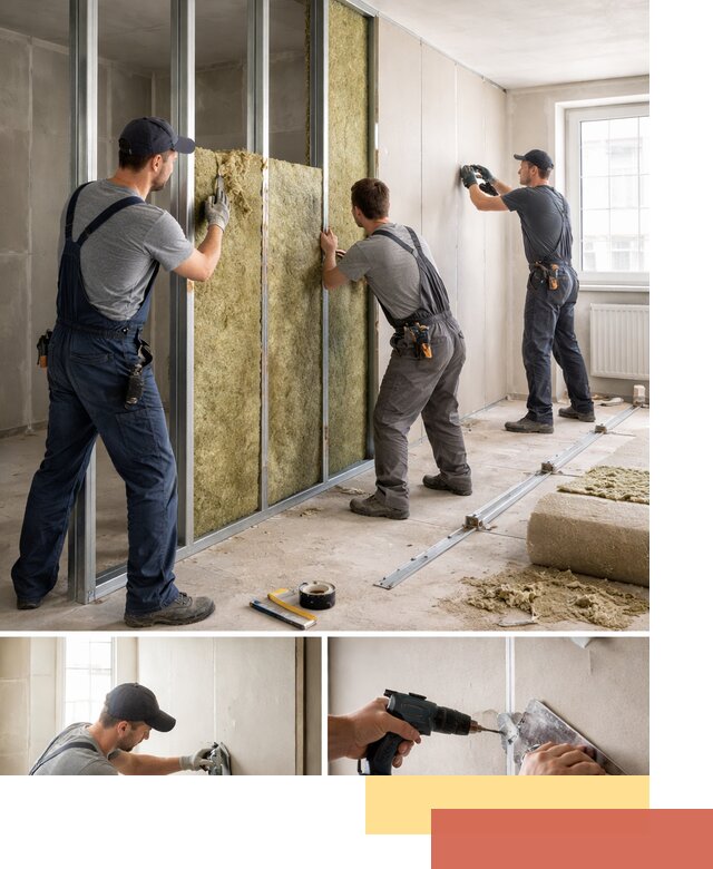 Перегородка из гипсокартона с шумоизоляцией в Черемхово — монтаж под ключ