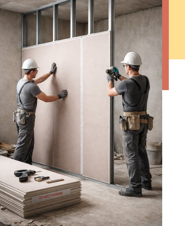Перегородка из огнестойкого гипсокартона в Черемхово от 1929 руб. под ключ | ОТДЕЛОЧНИК-Чрм