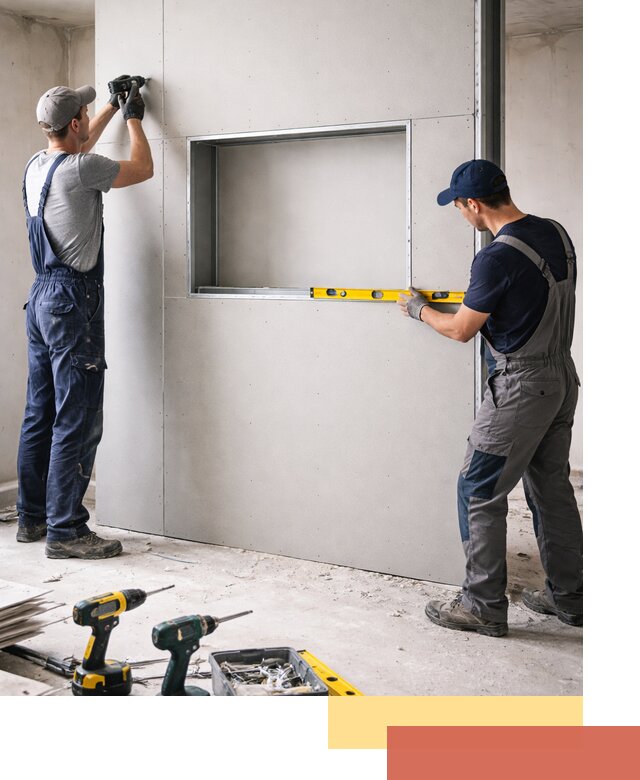 Перегородка из гипсокартона с нишей под декор в Черемхово