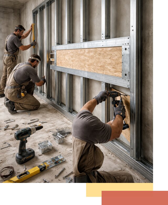 Усиленная перегородка для крепления тяжёлых конструкций в Черемхово