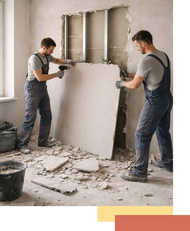 Демонтаж перегородки из гипсокартона в Черемхово быстрый и аккуратный