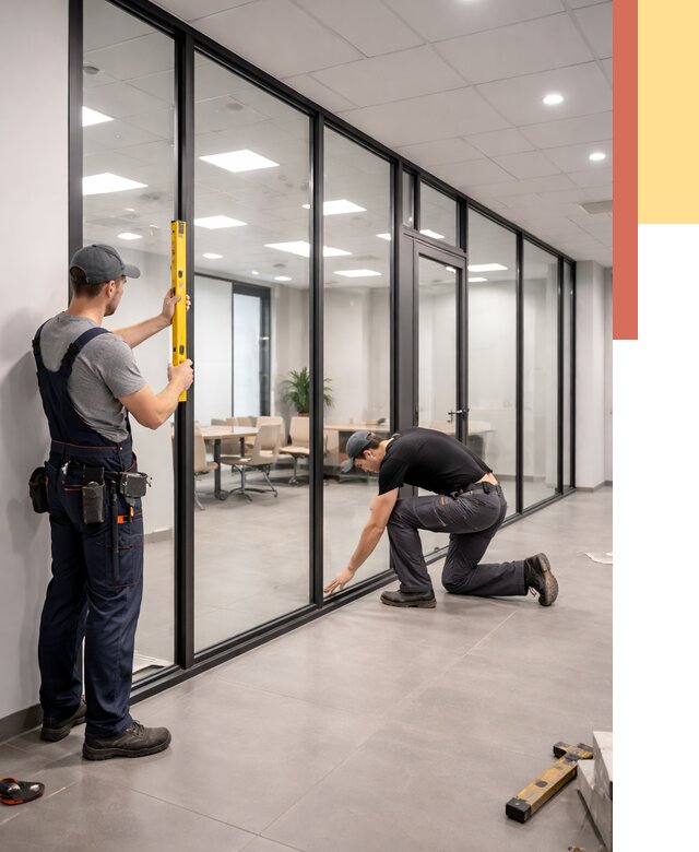 Каркасные стеклянные перегородки в Черемхово под ключ от 9592 руб. | ОТДЕЛОЧНИК-Чрм