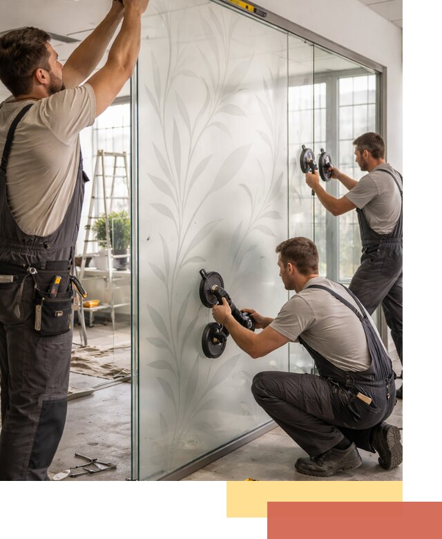 Стеклянные перегородки с рисунком на заказ в Черемхово