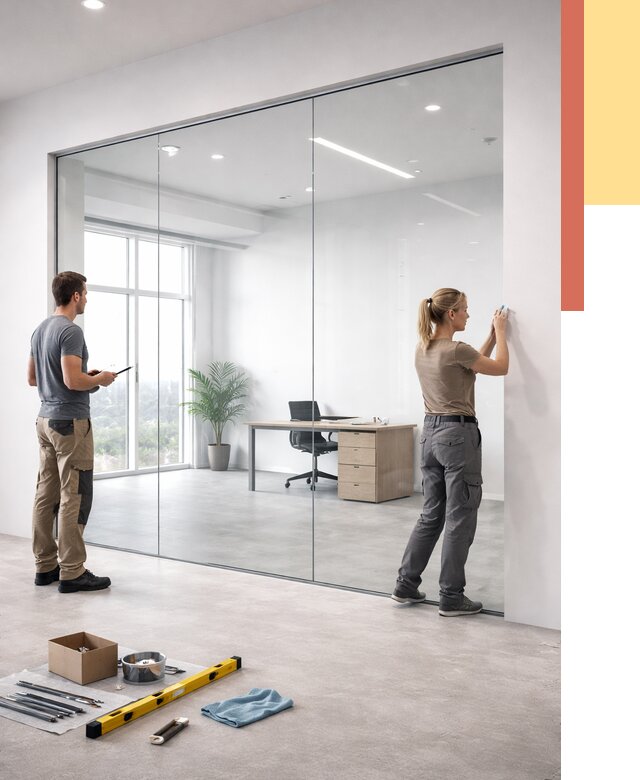 Перегородки из закаленного стекла в Черемхово от 9905 руб. под ключ | ОТДЕЛОЧНИК-Чрм