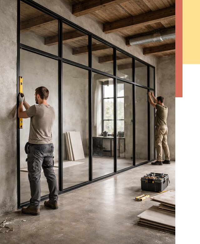 Стеклянные перегородки лофт в Черемхово от 10947 руб. под ключ | ОТДЕЛОЧНИК-Чрм