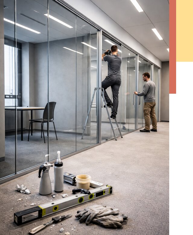 Стеклянные офисные перегородки в Черемхово от 8862 руб. — монтаж и установка | ОТДЕЛОЧНИК-Чрм