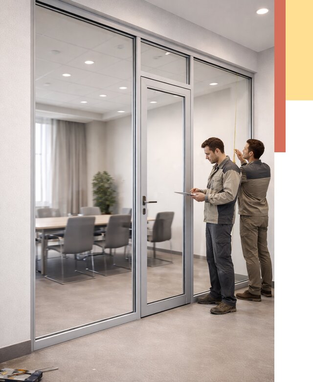 Установка и монтаж алюминиевых перегородок со стеклом в Черемхово от 8549 руб. | ОТДЕЛОЧНИК-Чрм