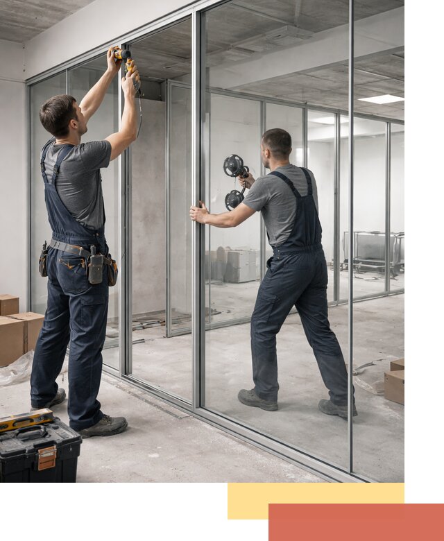 Алюминиевые перегородки со стеклом в Черемхово — изготовление и монтаж