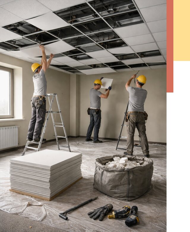 Демонтаж потолка Армстронг в Черемхово от 4692 руб. быстро и недорого | ОТДЕЛОЧНИК-Чрм