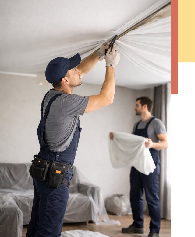 Демонтаж натяжного потолка в Черемхово от 4692 руб. — снятие и разбор под ключ | ОТДЕЛОЧНИК-Чрм