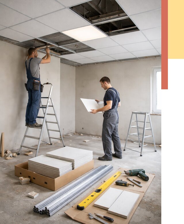 Монтаж потолка армстронг в Черемхово от 4692 руб/м2 — быстрая установка под ключ | ОТДЕЛОЧНИК-Чрм