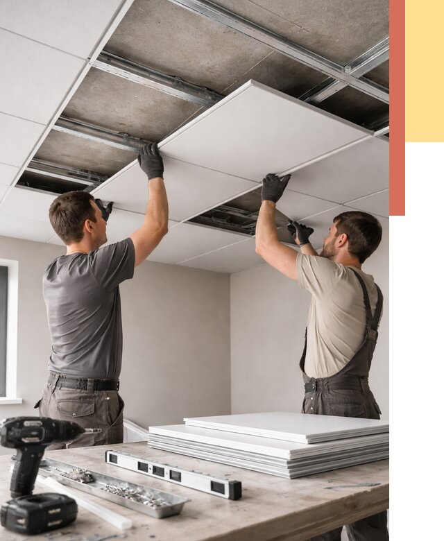 Монтаж кассетного потолка в Черемхово от 4692 руб/м2 — установка и сборка | ОТДЕЛОЧНИК-Чрм