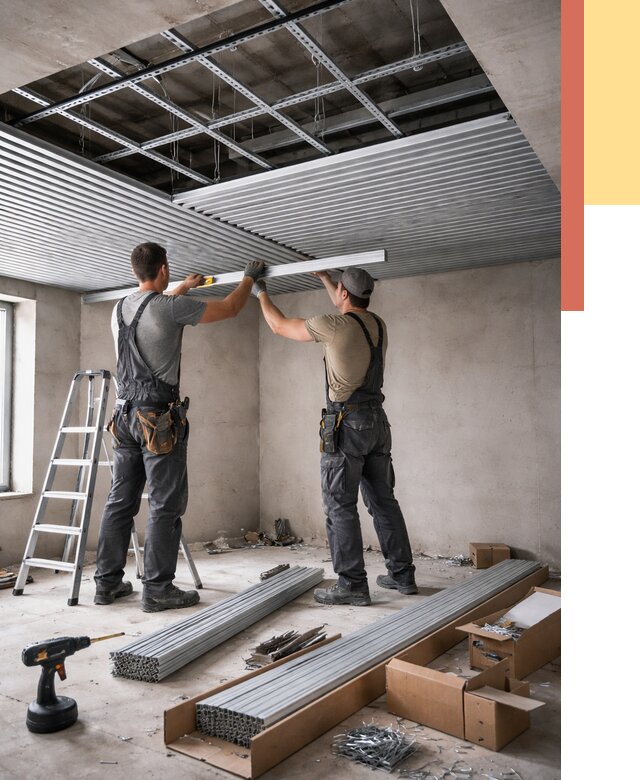 Монтаж реечного потолка в Черемхово от 4692 руб. под ключ | ОТДЕЛОЧНИК-Чрм