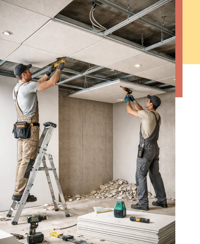 Монтаж акустического потолка в Черемхово от 6777 руб/м2 — быстро и недорого | ОТДЕЛОЧНИК-Чрм