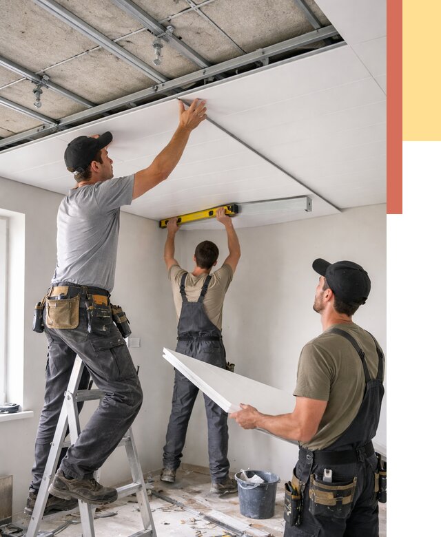 Монтаж потолка из ПВХ панелей в Черемхово от 3649 руб./м2 — быстро и недорого | ОТДЕЛОЧНИК-Чрм