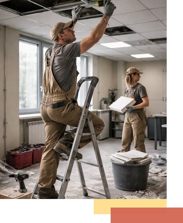 Ремонт потолка Армстронг и замена плит в Черемхово