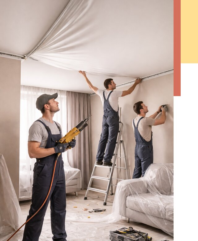 Установка натяжного потолка в Черемхово от 4692 руб. | Быстро и недорого — ОТДЕЛОЧНИК-Чрм