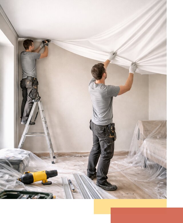 Монтаж тканевого натяжного потолка в Черемхово недорого и быстро