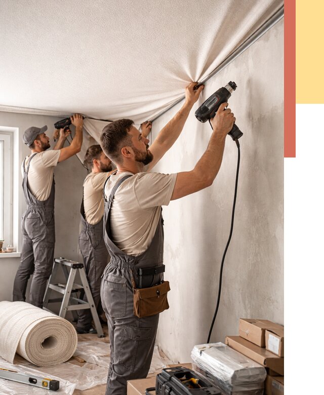 Монтаж фактурного натяжного потолка в Черемхово от 782 руб. — ОТДЕЛОЧНИК-Чрм