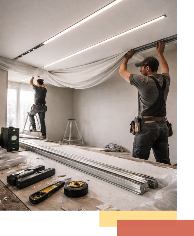 Монтаж натяжных потолков со световыми линиями в Черемхово