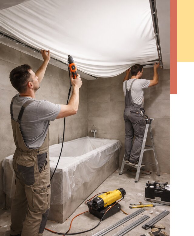 Монтаж натяжного потолка в ванной в Черемхово от 1251 руб. под ключ | ОТДЕЛОЧНИК-Чрм