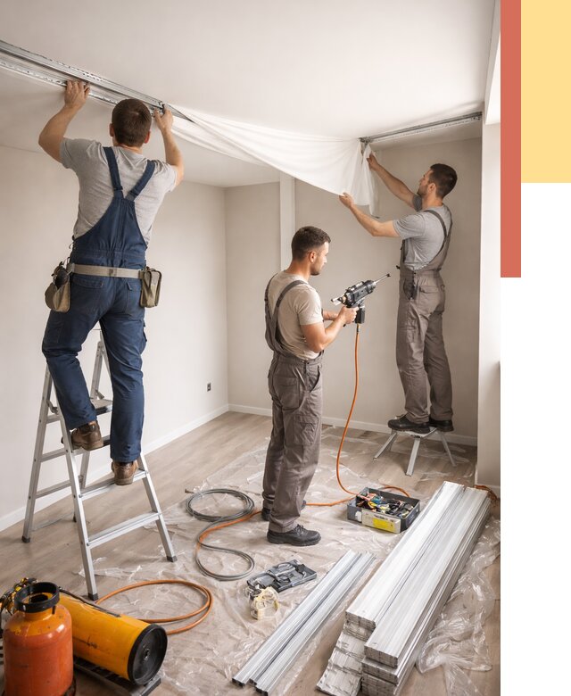 Монтаж натяжного потолка в студии в Черемхово от 5734 руб. — быстро и недорого | ОТДЕЛОЧНИК-Чрм