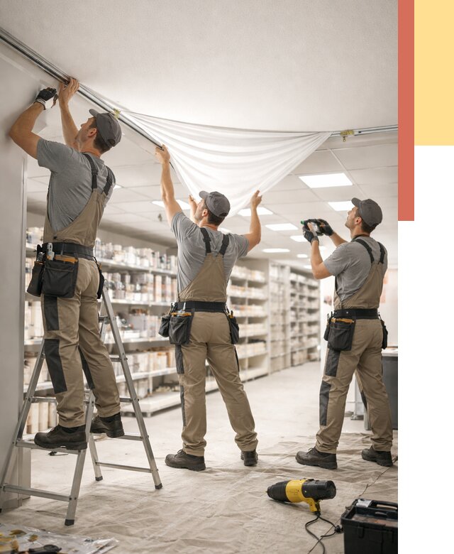Монтаж натяжного потолка в магазине в Черемхово от 4692 руб. быстро и недорого | ОТДЕЛОЧНИК-Чрм