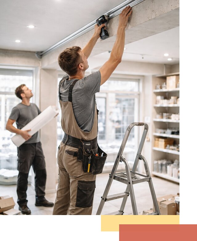 Монтаж натяжных потолков в магазине в Черемхово